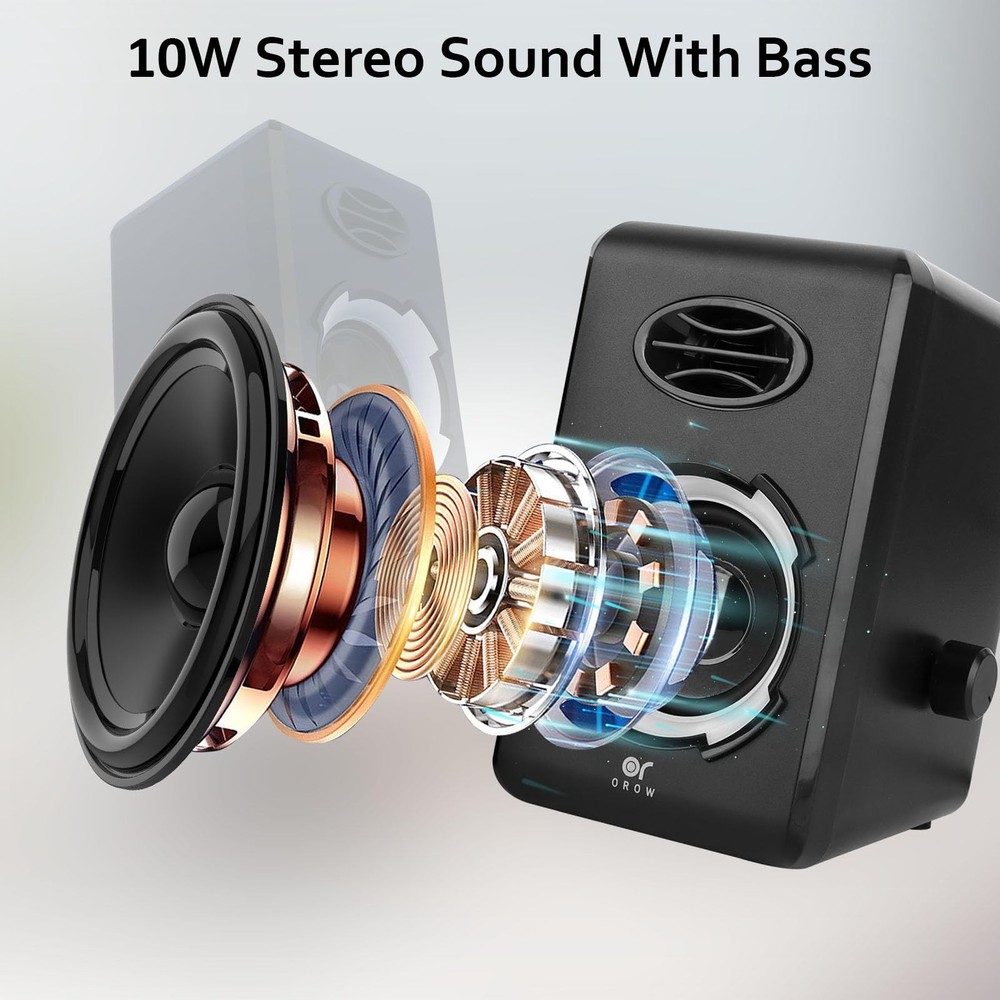 OROW Computer SpeakersUSB Powered Desktop Speakers with 6 Lights ModesBluetoo...
