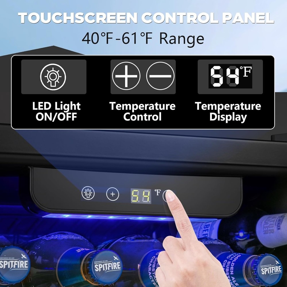 High-Performance 95 Can Beverage Refrigerator with LED Display - Compact Design