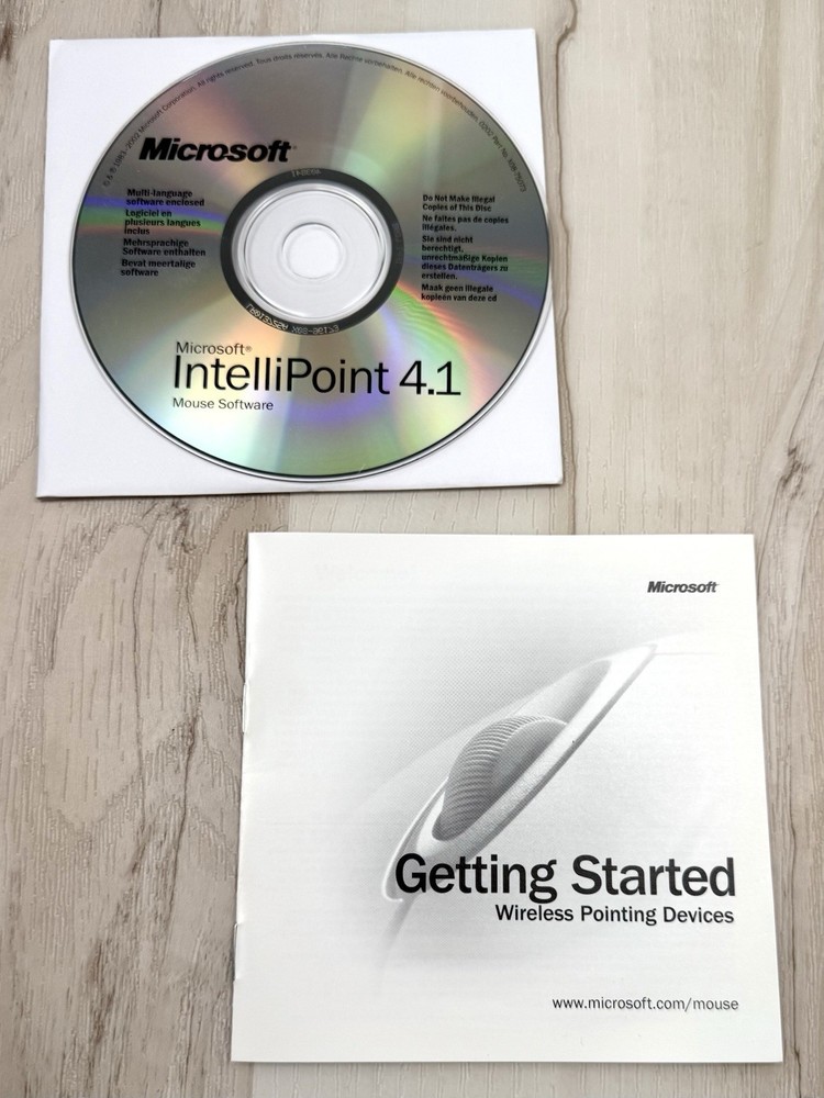 MICROSOFT IntelliPoint 4.1 Wireless Pointing Mouse Software CD-Rom Disc & Manual