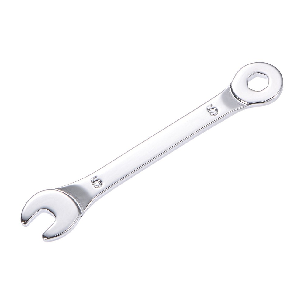 Thin Combination Wrench with Offset 6-Point End and Angled Open End 5mm