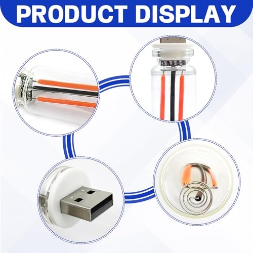 2PCS Car USB Lights, Touch Dimmable LED Car Interior Ambient Lights, Plug Red