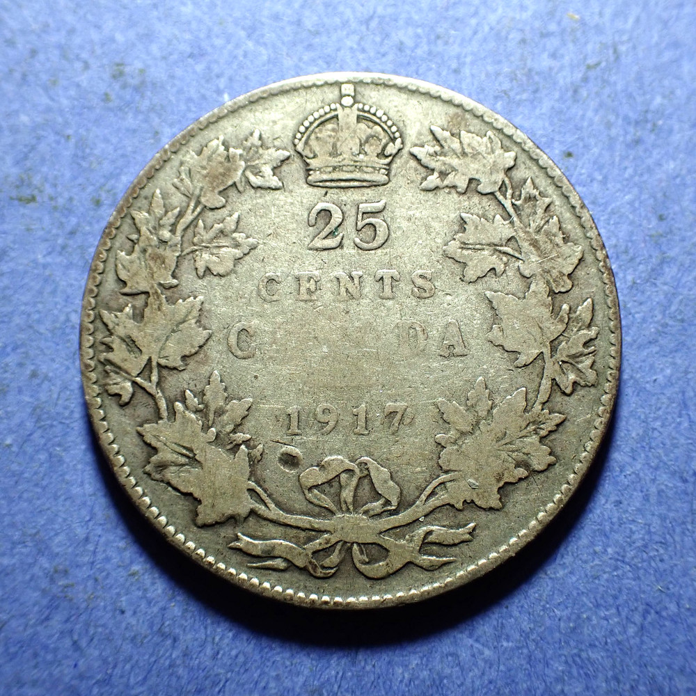 1917 Canada Silver 25 Cents .925 Silver