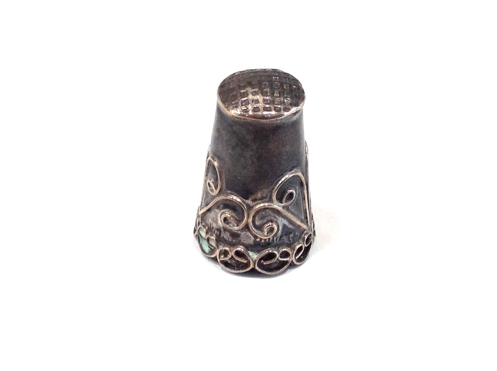 Vtg Mexico Sterling Silver Thimble Ornate Design
