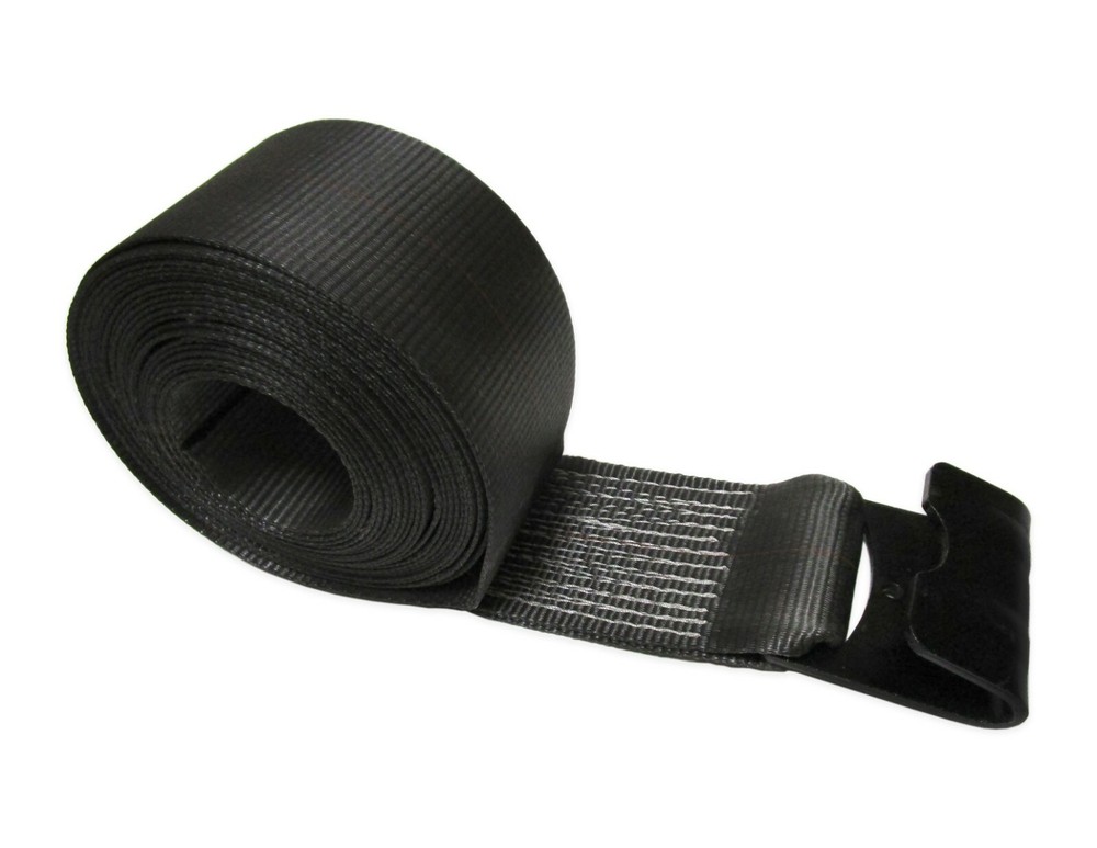 USA 4" X 60' Black Winch Replacement Strap w/ Flat Hook Flatbed Tie Down Trailer