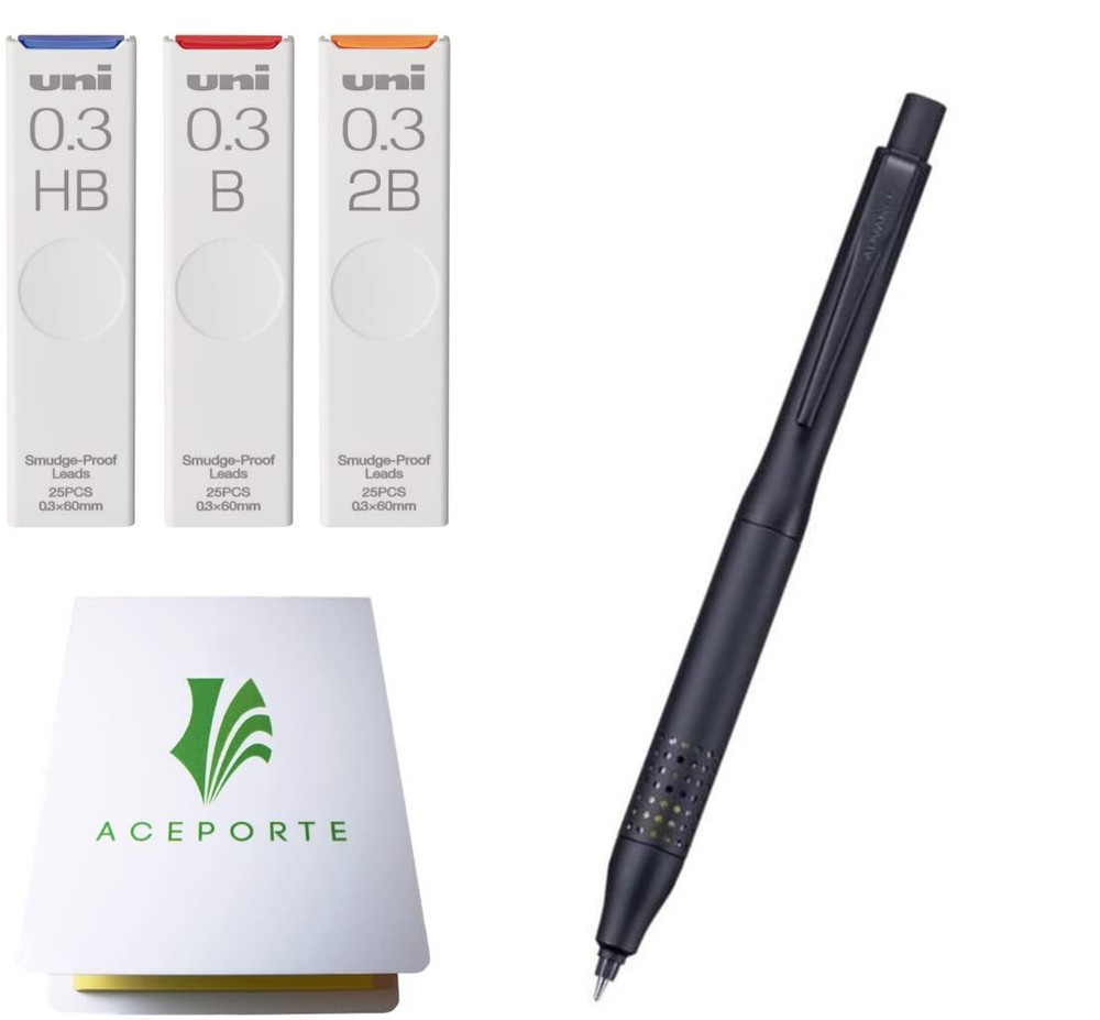 Advance Upgrade Model 0.3mm Black Body + Hb/b/2b Refills Sticky Notes Value Set