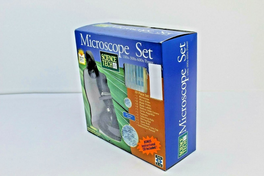 Science Tech Microscope Set 100x-300x-600x Power 29 Piece Set New