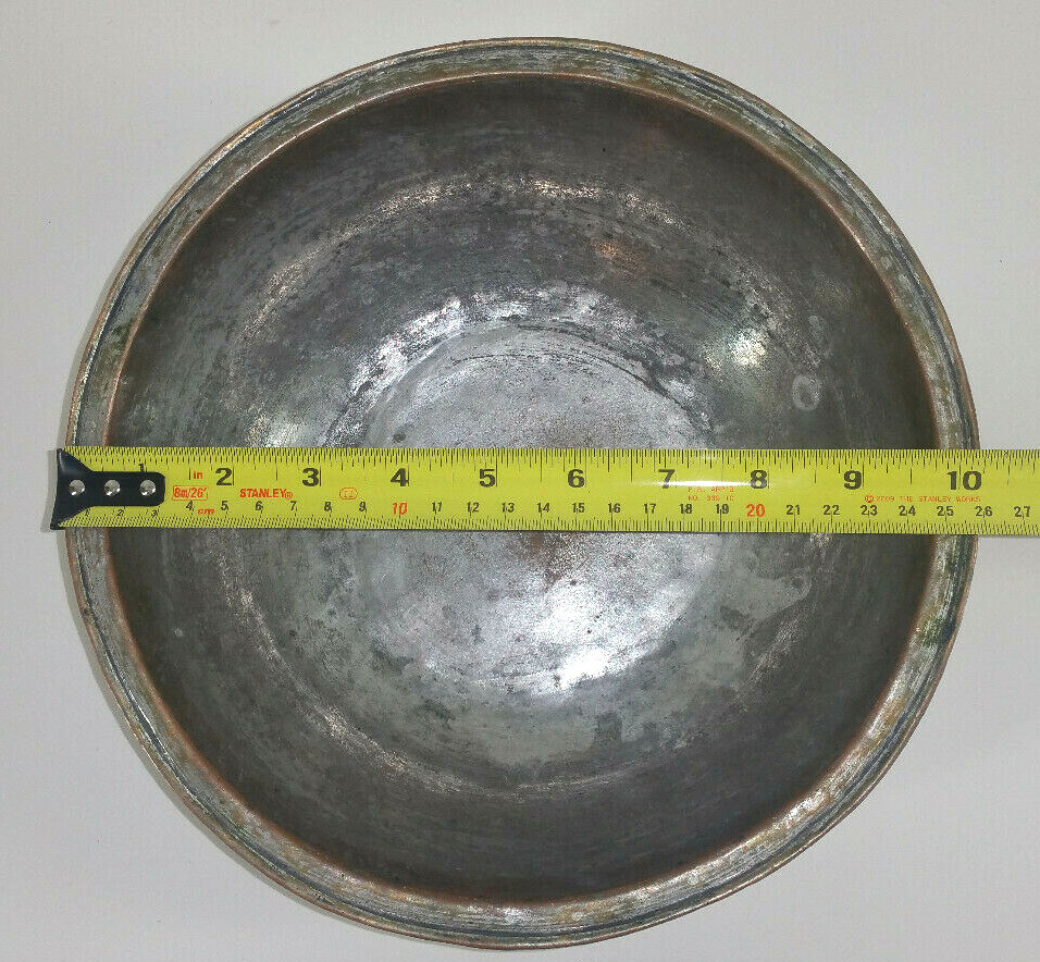 Early Hammered Tinned Copper Bowl Primitive Patterned Design Iran