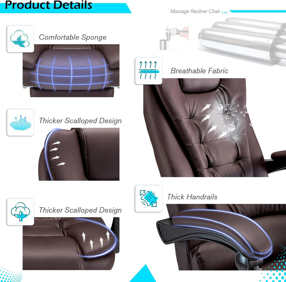 PU Leather Massage Executive Chair with 7 Massage Points and Heat Function