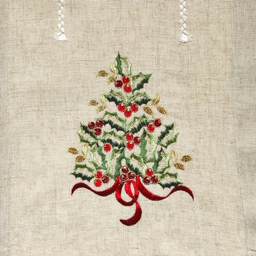 60041.N1690B Holly Collection Christmas Tree Embroidered Table Runner,