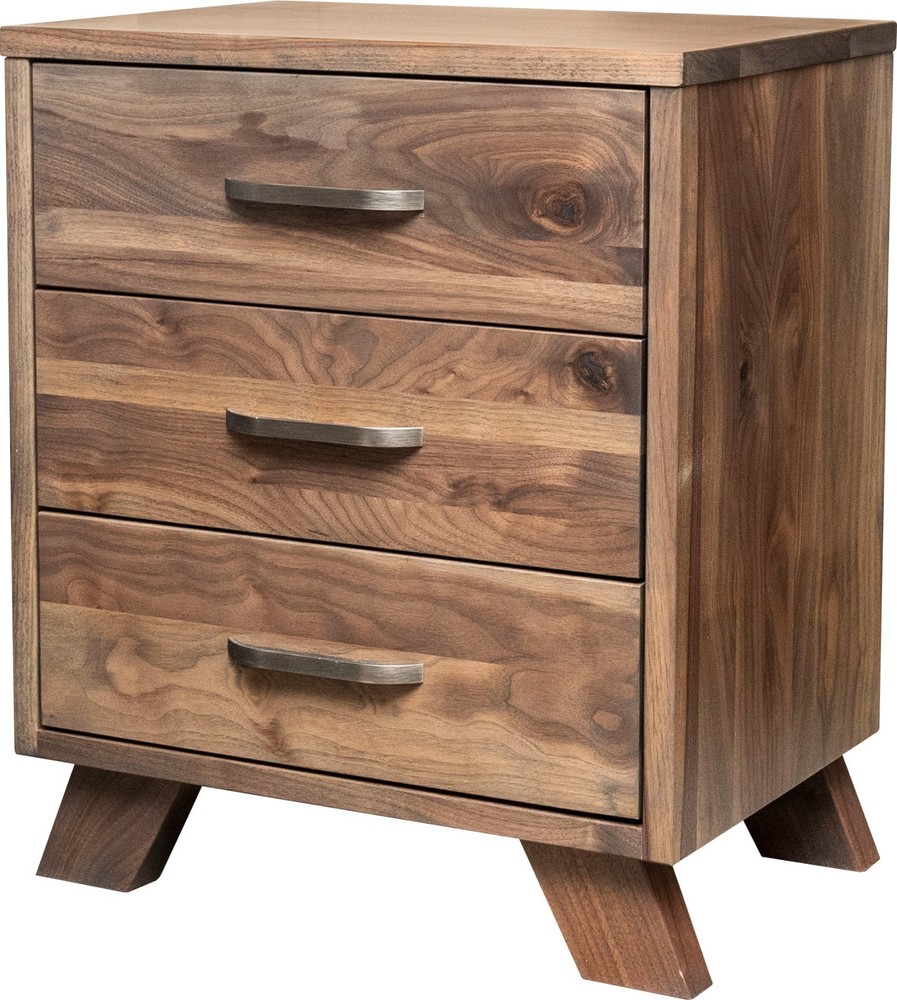Rustic Walnut Platform Bedroom Set Solid Wood Modern 5 Piece