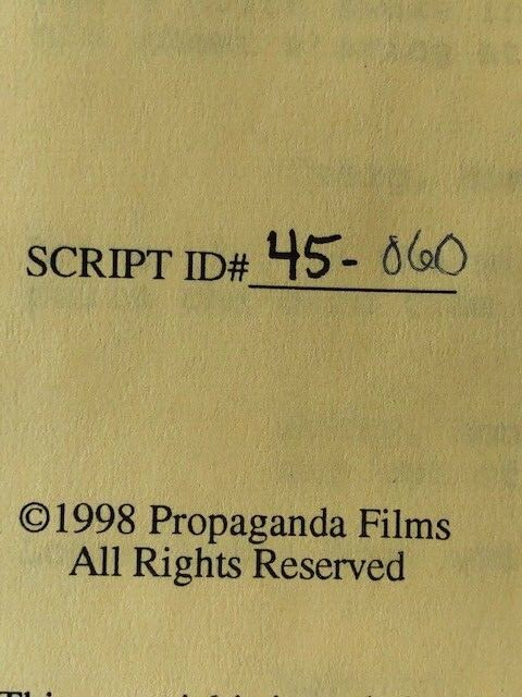BEING JOHN MALKOVICH Original Script - Numbered. #45 of 60.