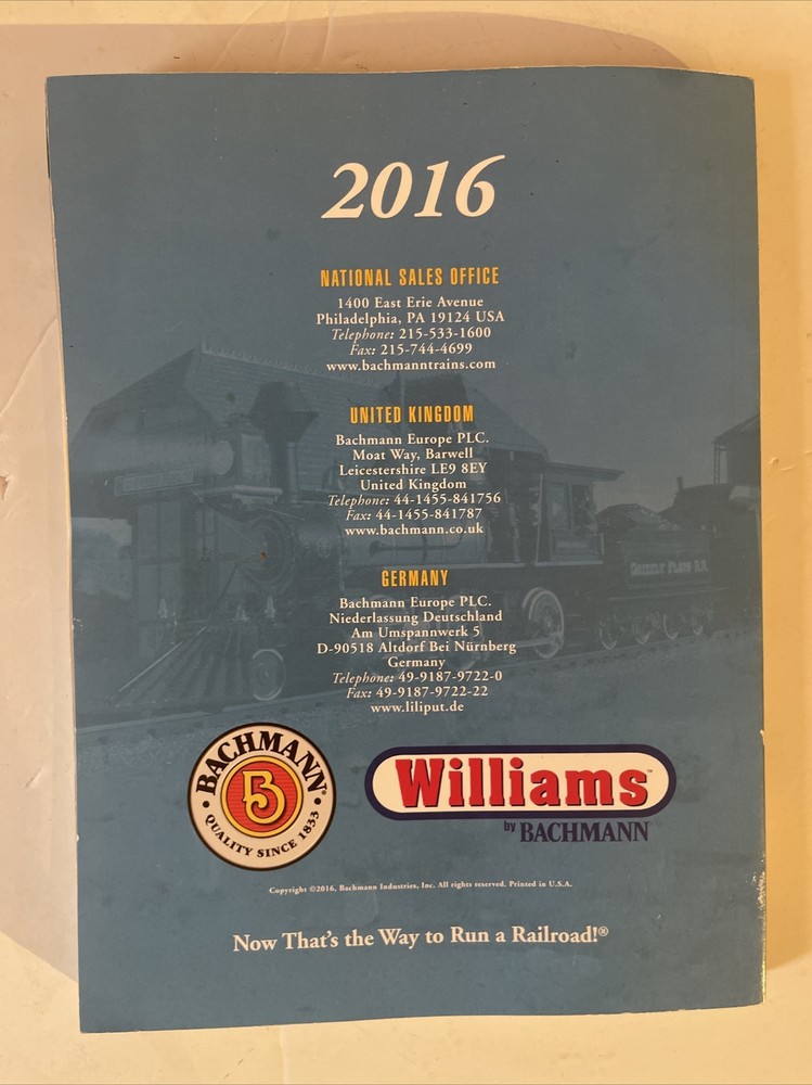 BACHMANN WILLIAMS 2016 TRAIN CATALOG NEW