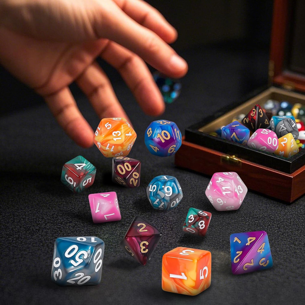 DND Dice Sets - 6 X 7 Polyhedral Dice (42Pcs) with 6 Drawstring Bags for Dungeon