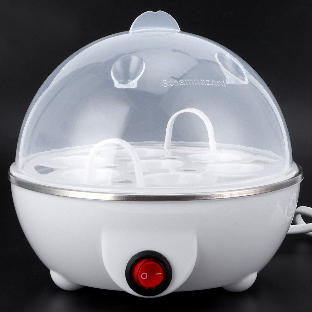 Mini Single-Layer Egg Cooker White 110V US Plug Multifunctional