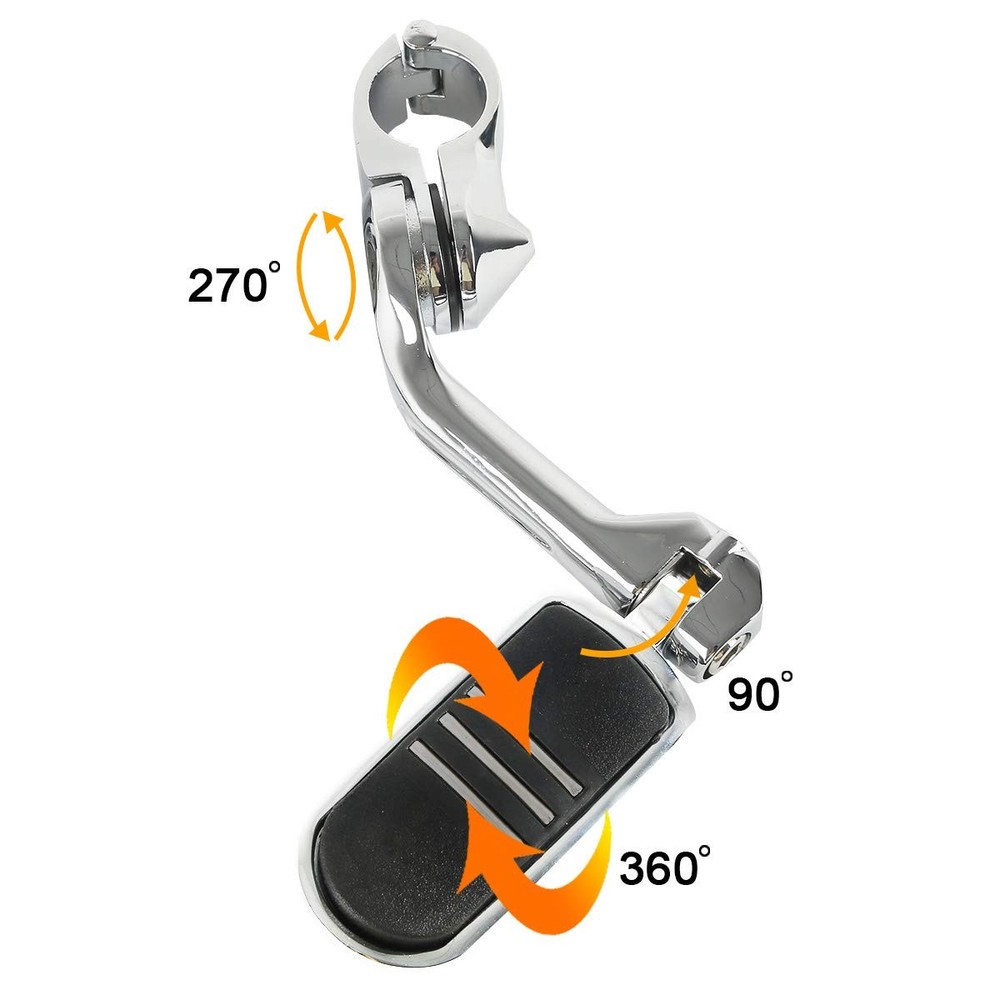 32mm 1.25 Chrome Angled Engine Guard Foot Peg Universal Fit For Streamliner