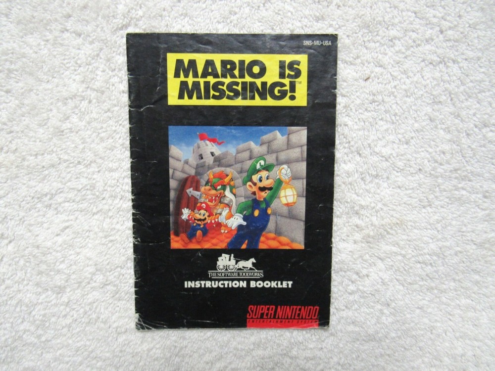 MARIO IS MISSING  Manual only - no game SNES SUPER NINTENDO