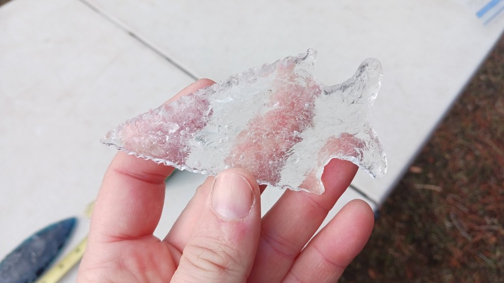 Four Flint Knapped Arrowheads. Mixed Type Glass points