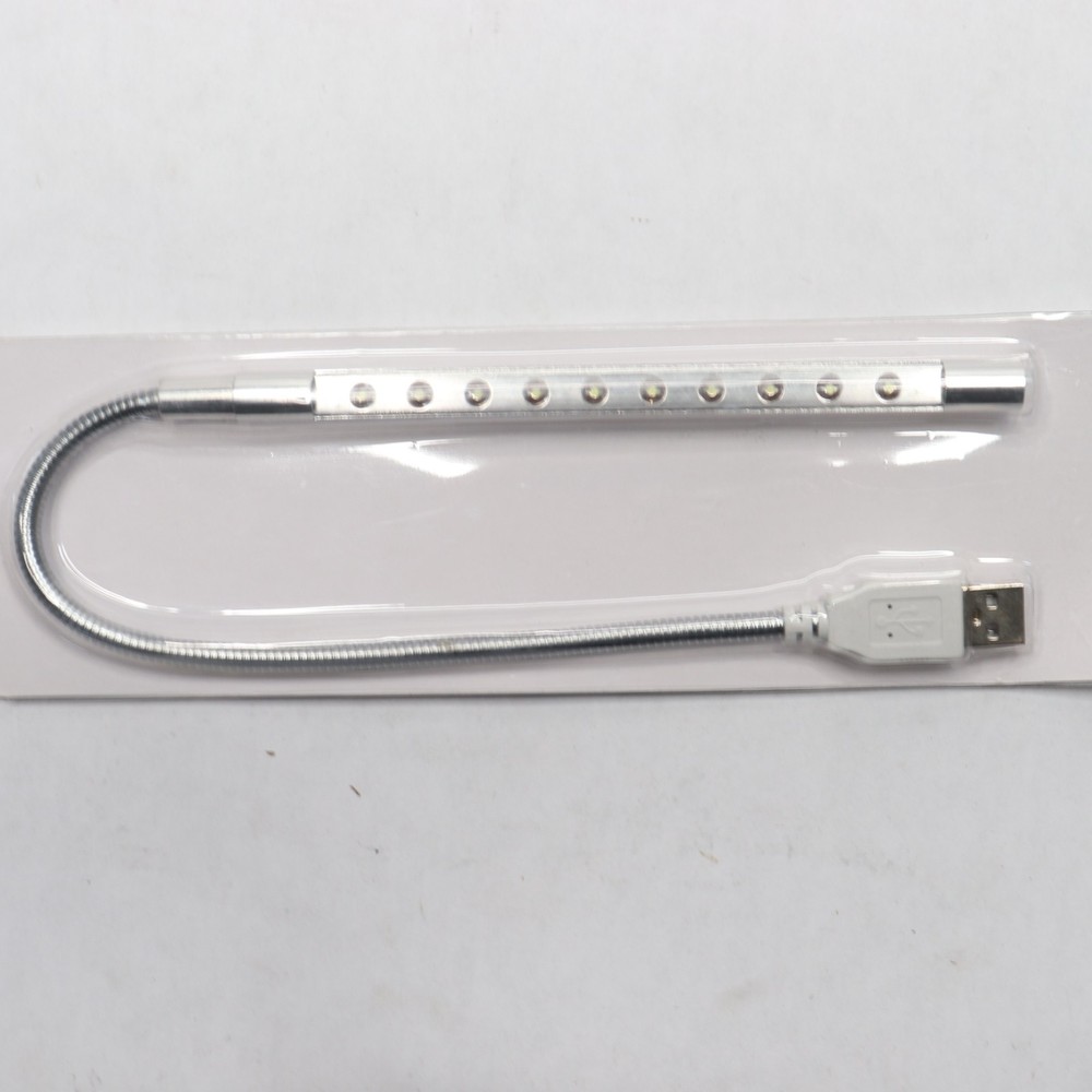 Touch Switch USB 10 Light Reading Lamp Silver Tone 1W 5VDC