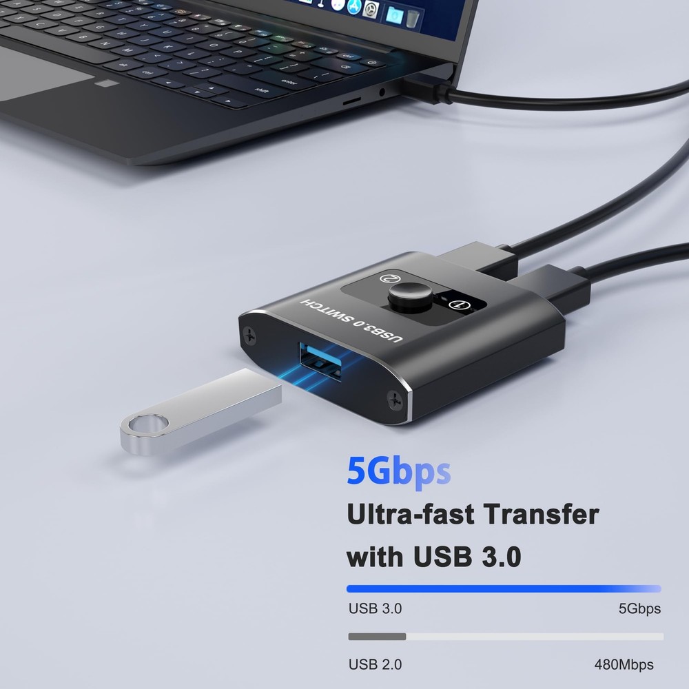 USB Switch, BiDirectional USB 3.0 Switch 2 in 1 Out/ 1 in 2 Out, USB Switcher...