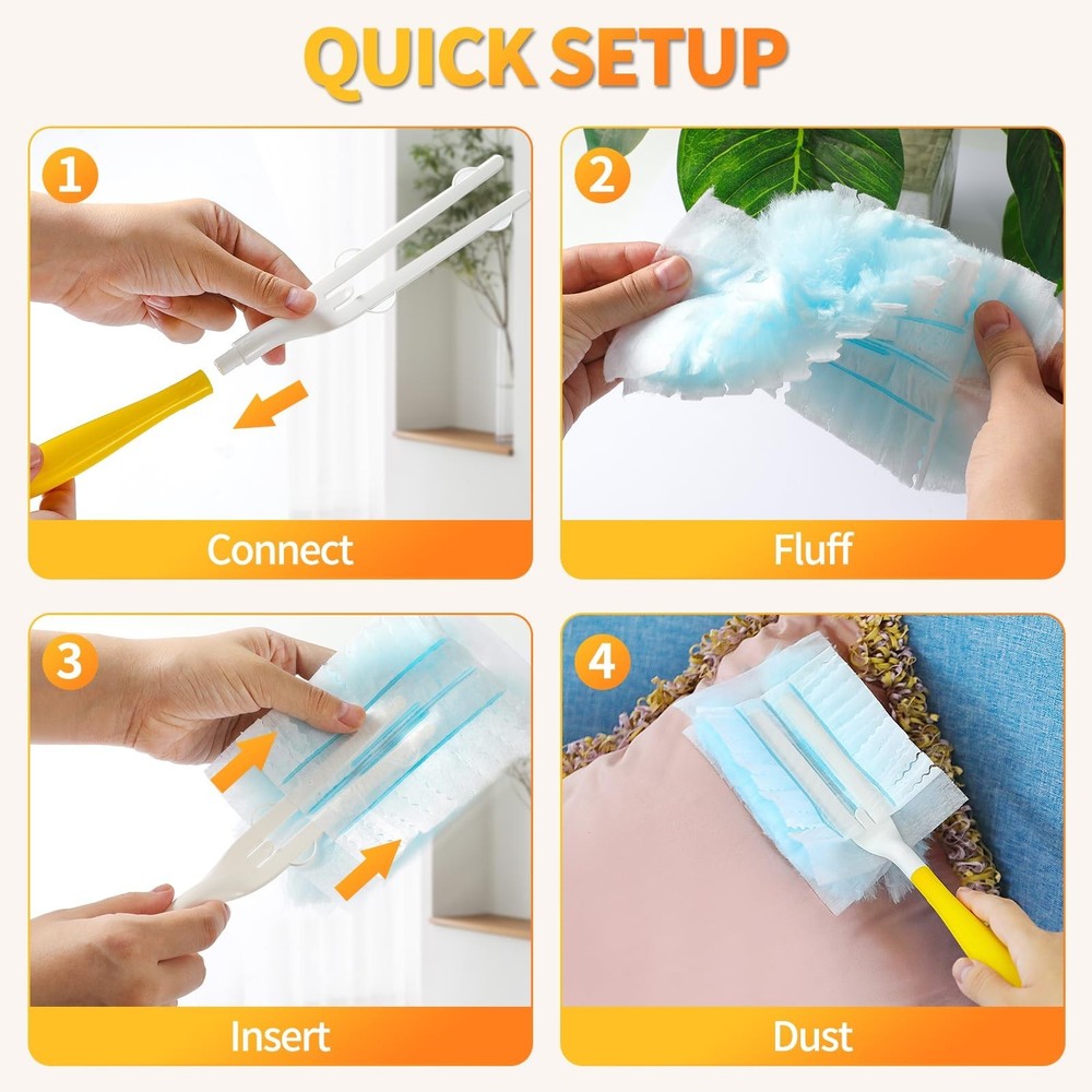 60 Count Electrostatic Duster Refills Compatible with Swiffer Duster,Multi-Su...