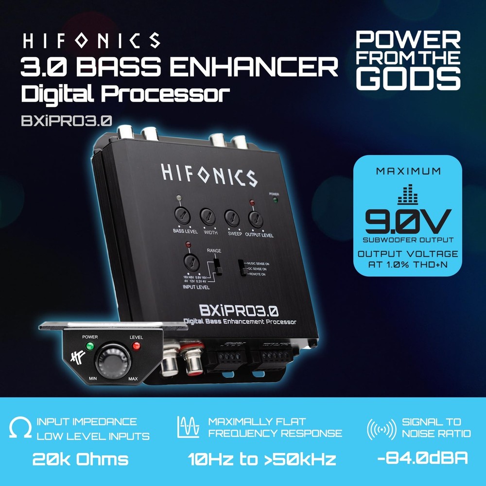 BXIPRO3.0 Bass Enhancer, Digital Processor with Dash Mount Remote Control, In...