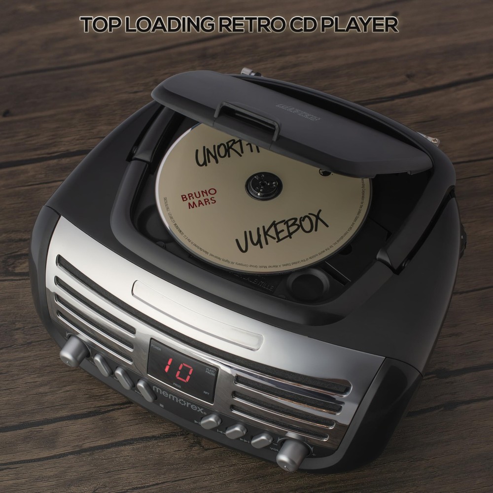 AM/FM Top Loading CD Player | Portable Stereo with Programmable Memory | Auxi...