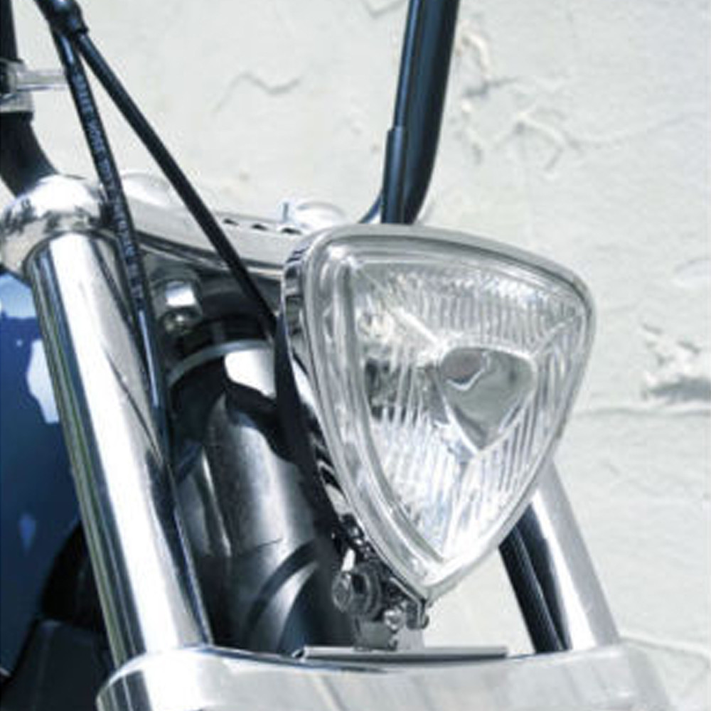 Chrome Motorcycle Triangle Headlight Lamp Flat Back For Harley Honda Suzuki