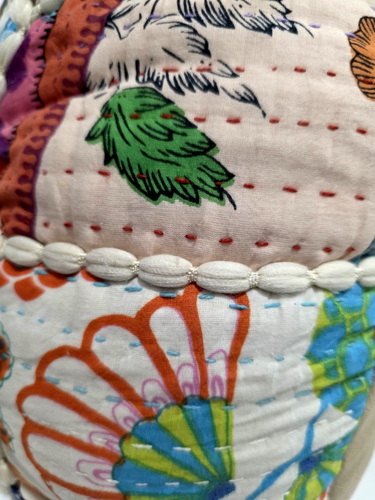 Patchwork Pouffe (Footstool), Approx. 60" Circumferance, Multicolored