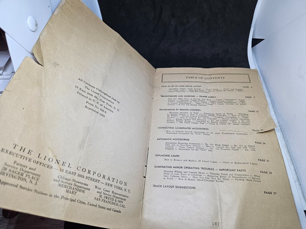 Instructions for Operating Lionel Trains Manual 1941