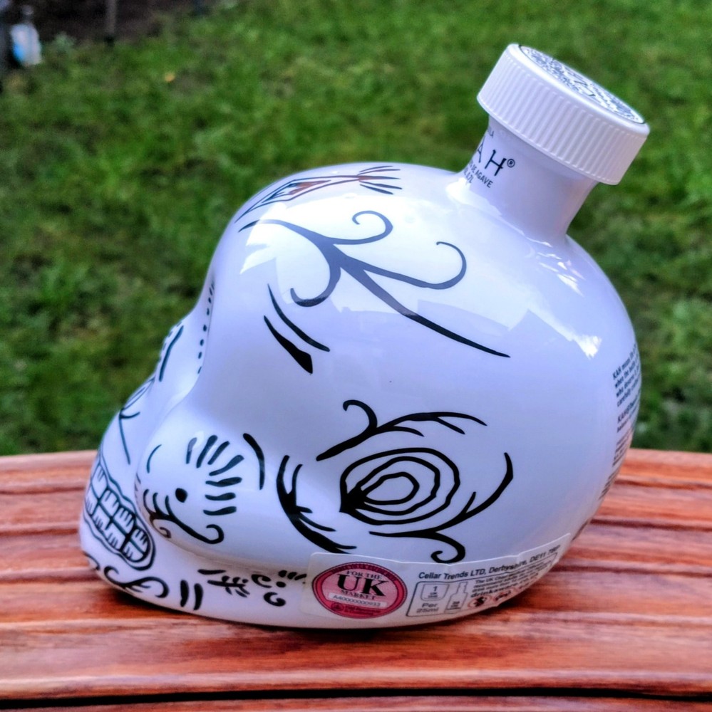 White KAH Handcrafted Skull Tequila 700ml Empty Bottle (great condition) Bar