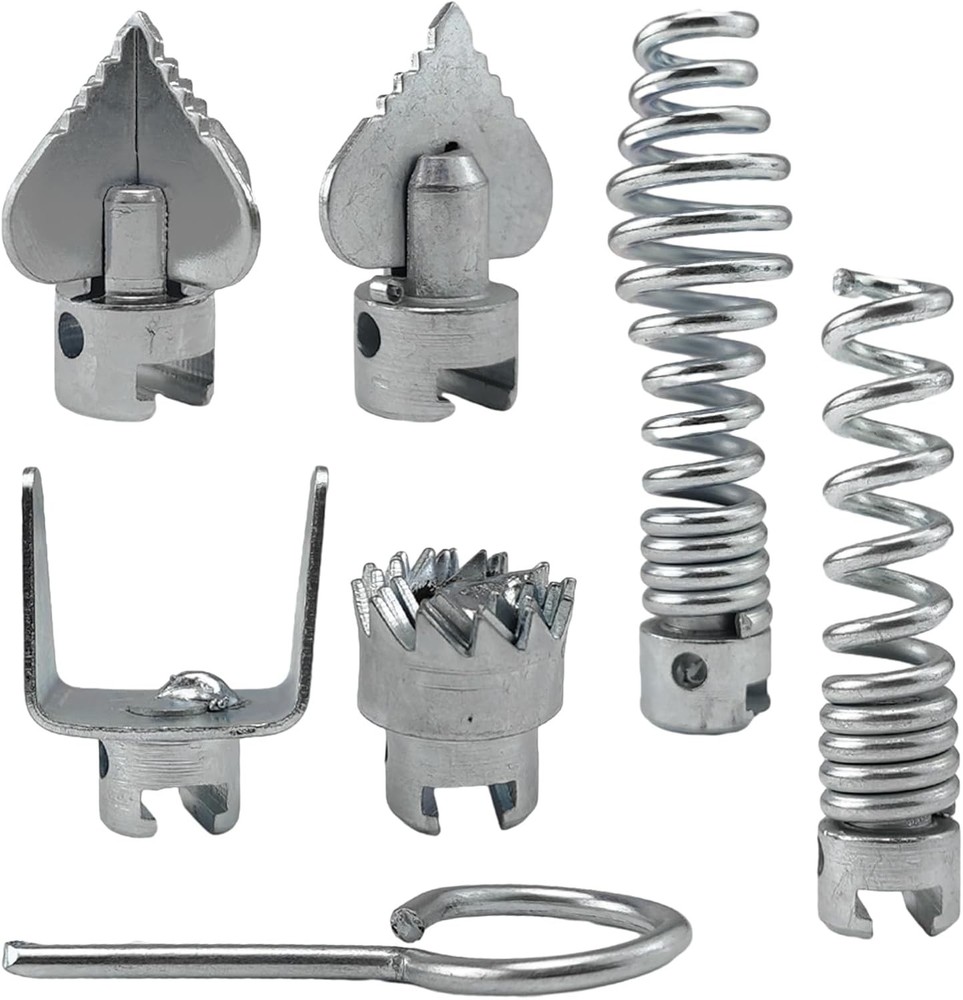 7Pcs Drain Cleaner Combination Cutter Head Set,