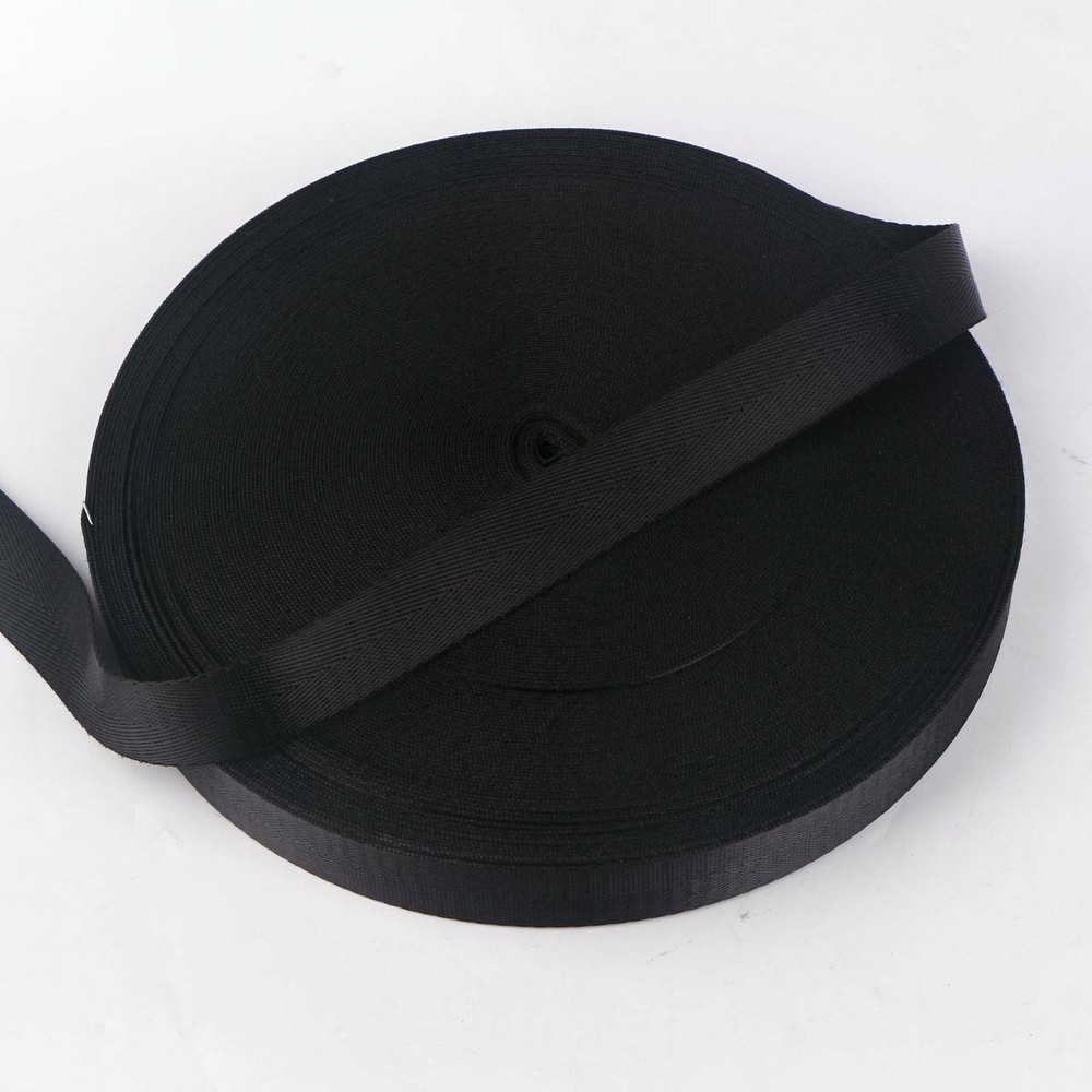 Black Wide Nylon Heavy Webbing Strap Thick Knapsack Belt 10m