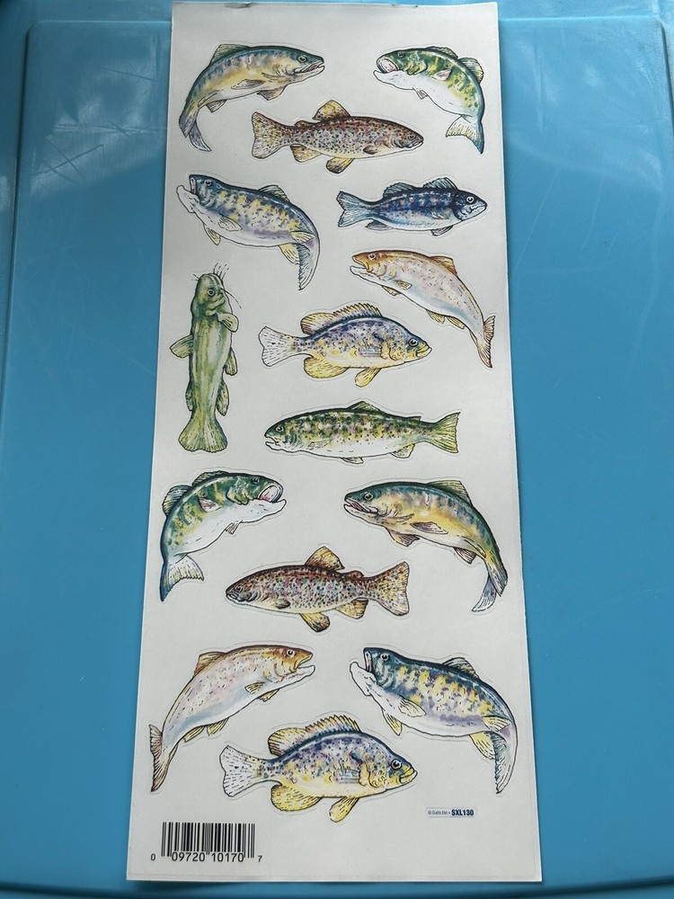 5 Sheets Vintage Paper Studio Stickabilities Fish Large Stickers Sheets