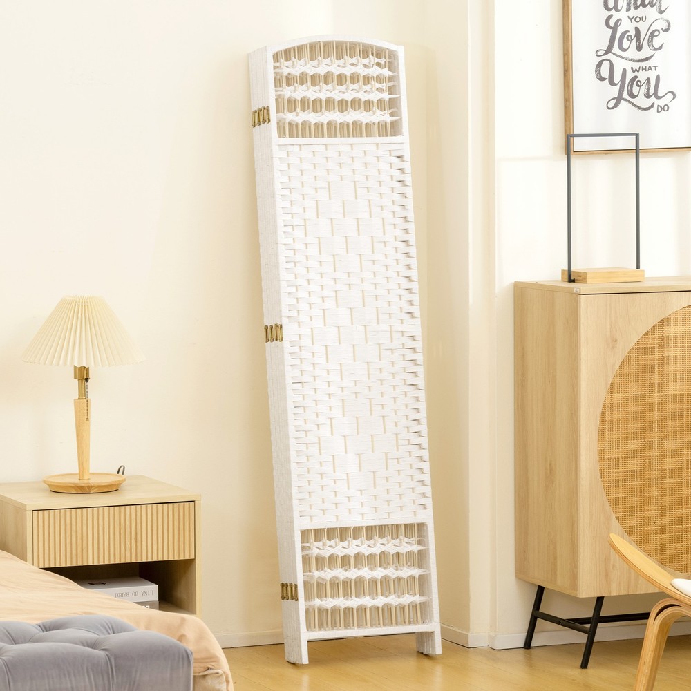 HOMCOM 4 Panel Folding Room Divider Privacy Screen Panel White 5.6 Ft