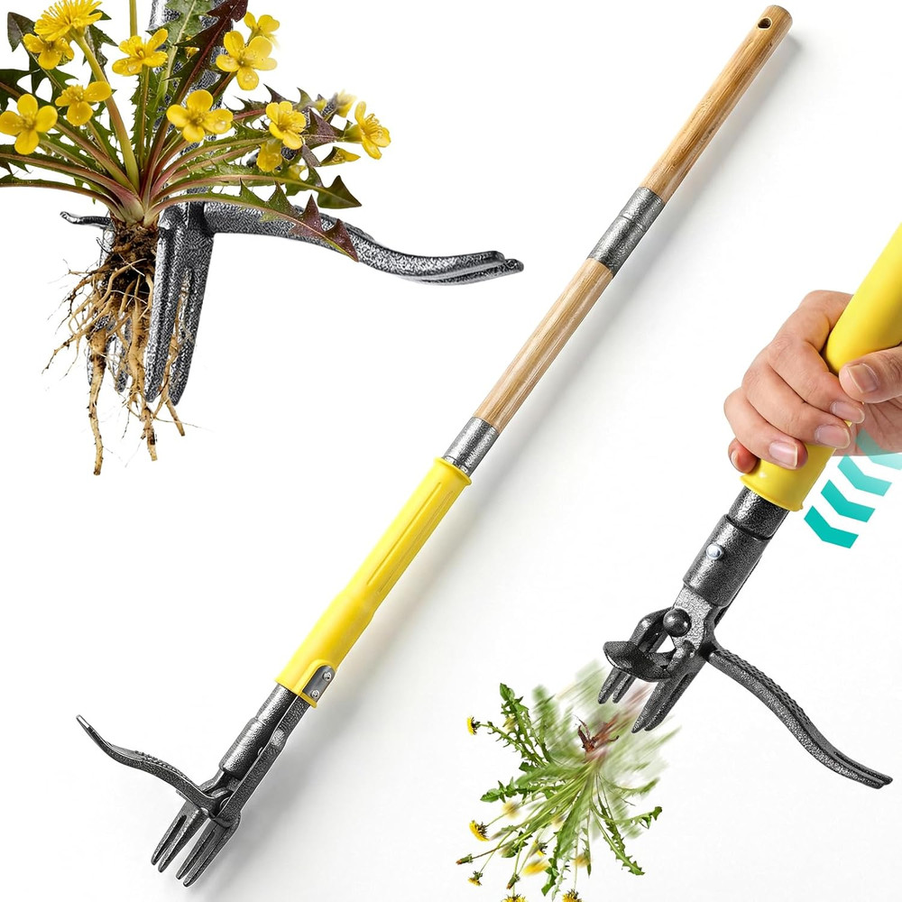 Weed Puller Tool Stand up with Slide-Release Ejection, Reinforced Steel Weeder w