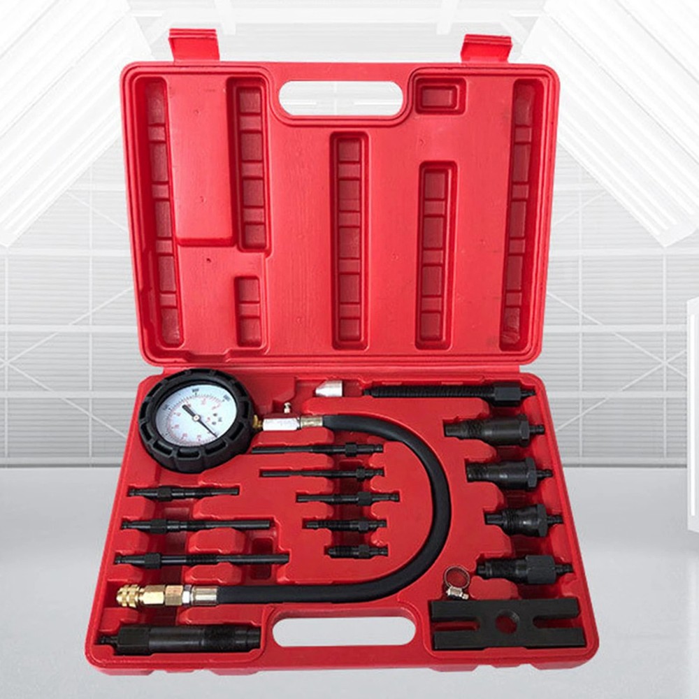 17 Pieces Diesel Engine Cylinder Compression Tester Tool Car Compressor Tester