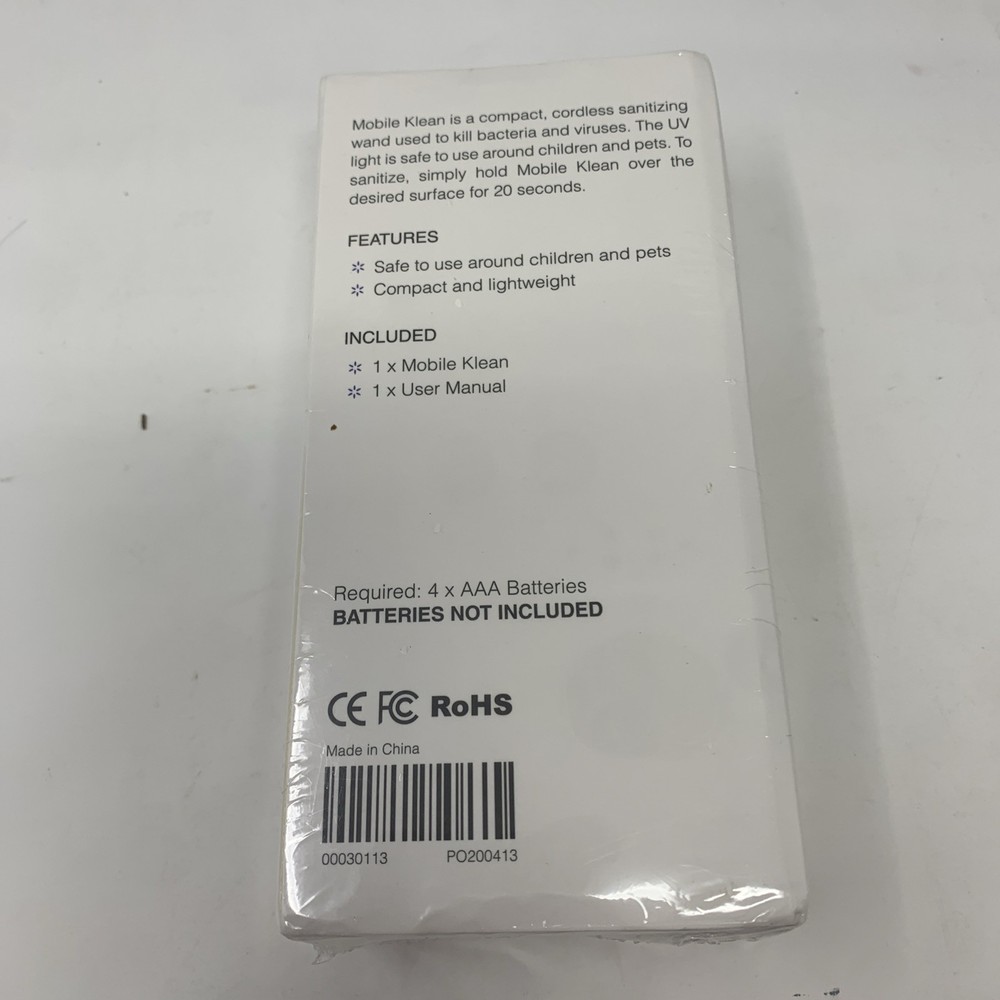 Mobile Klean Portable Sanitizing Wand- New In Box