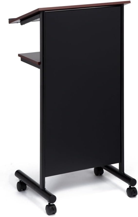 Audio-Visual Direct Wheeled Lectern Podium - Standing Standing, Black/Cherry