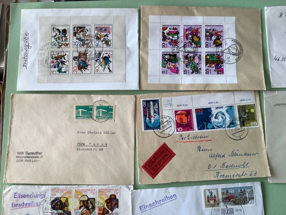German Democratic Republic postal stamps covers 10 items Ref A1449