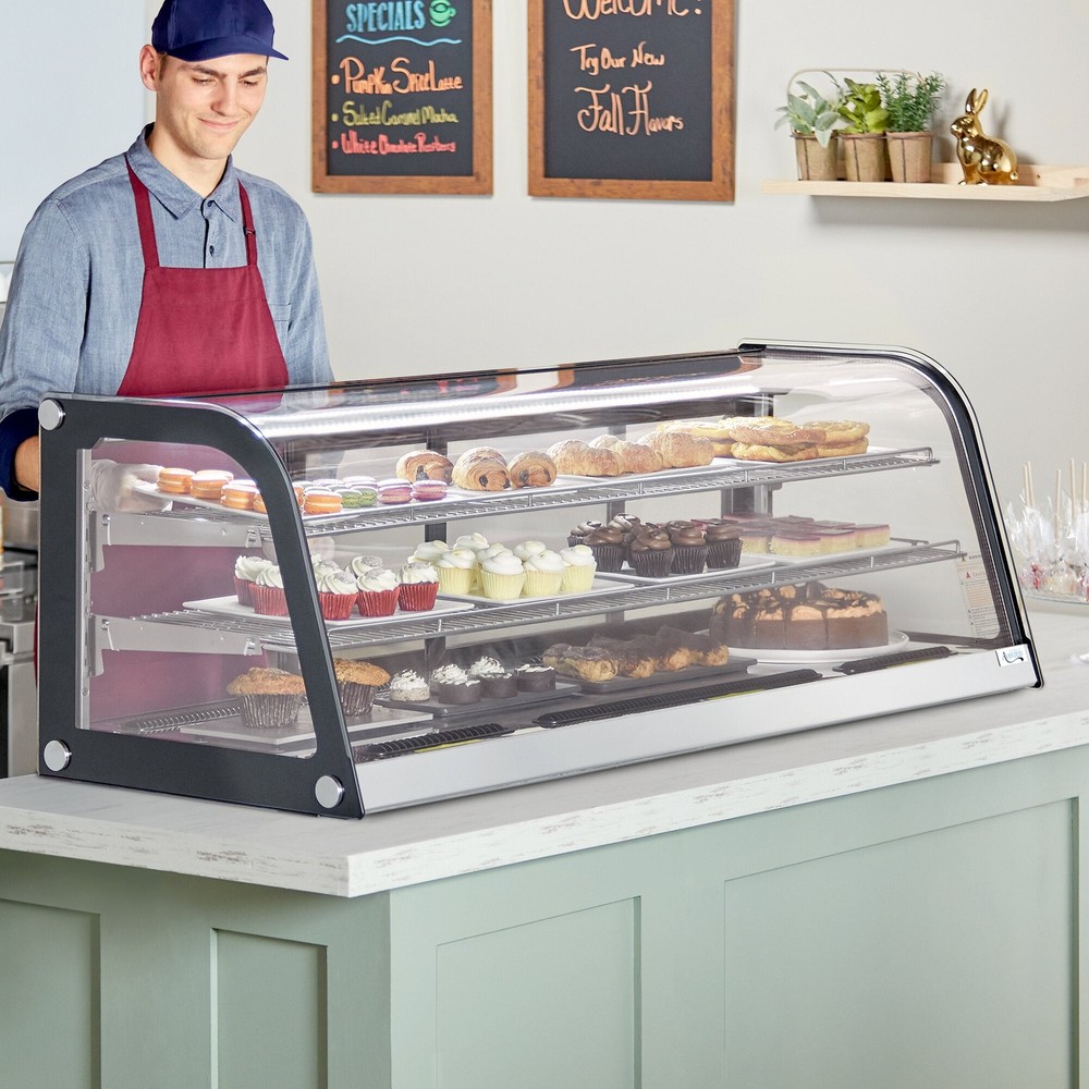 60" Black Curved Refrigerated Drop-In Countertop Bakery Display Case
