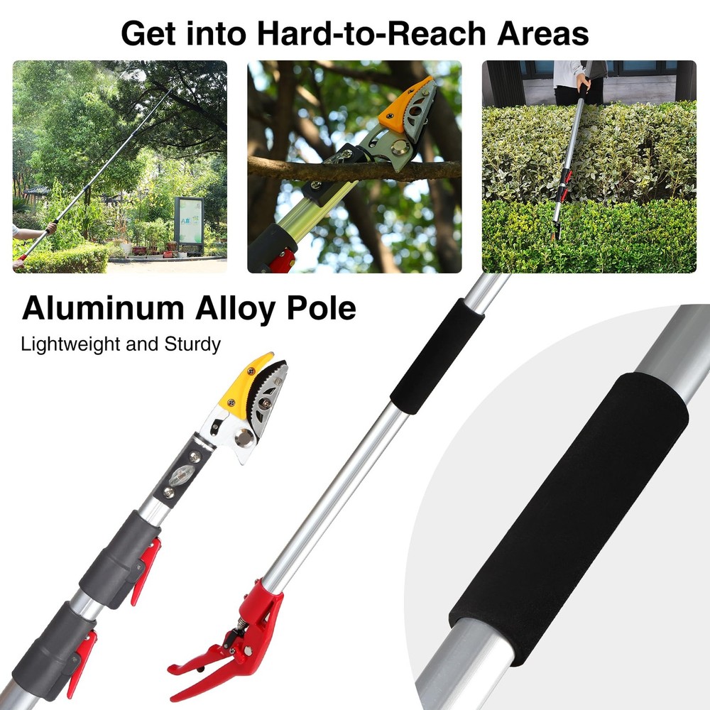 Lineslife Extendable Tree Pruner,Pole Pruner Pruning Shear, 4.6ft-10ft, Black
