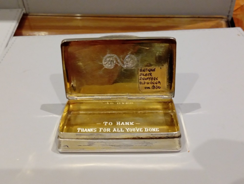 Solid Silver Antique Snuff Box Circa 1830 Vienna Nathan Oppenheim.