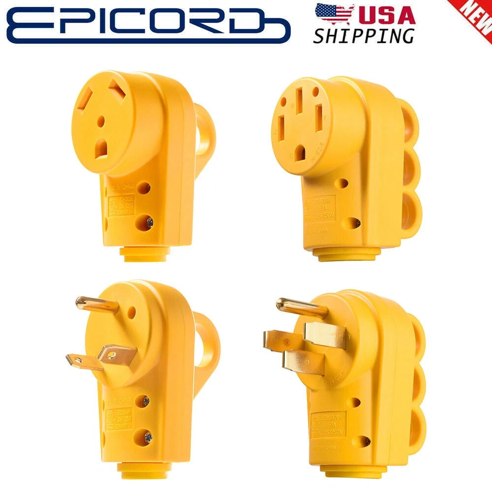 30/50A 125V RV Replacement Plug Male Female Receptacle Adapter Camper Boat