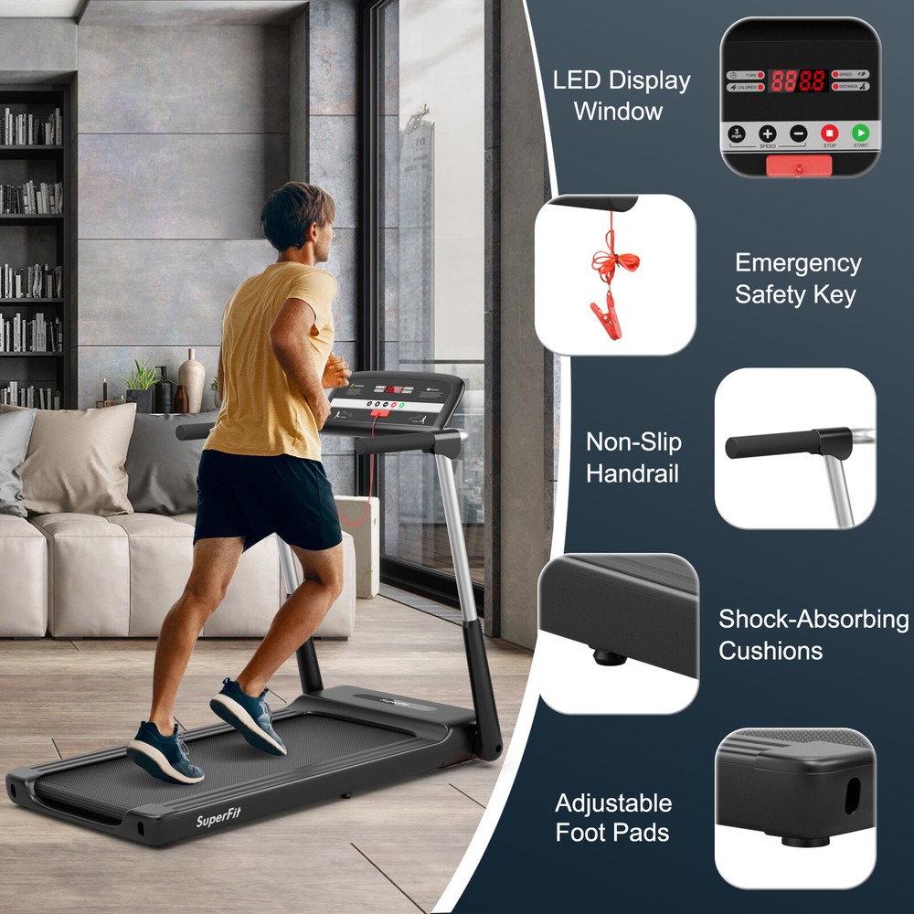 2.25HP Folding Treadmill with LED Display & APP Control Walking Jogging Running