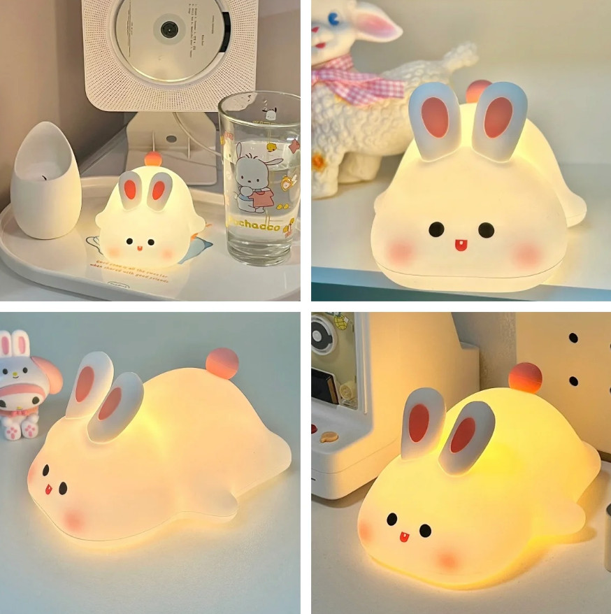 Led Night Light Desktop Lamp Cute Bunny with Timer Touch Sensor