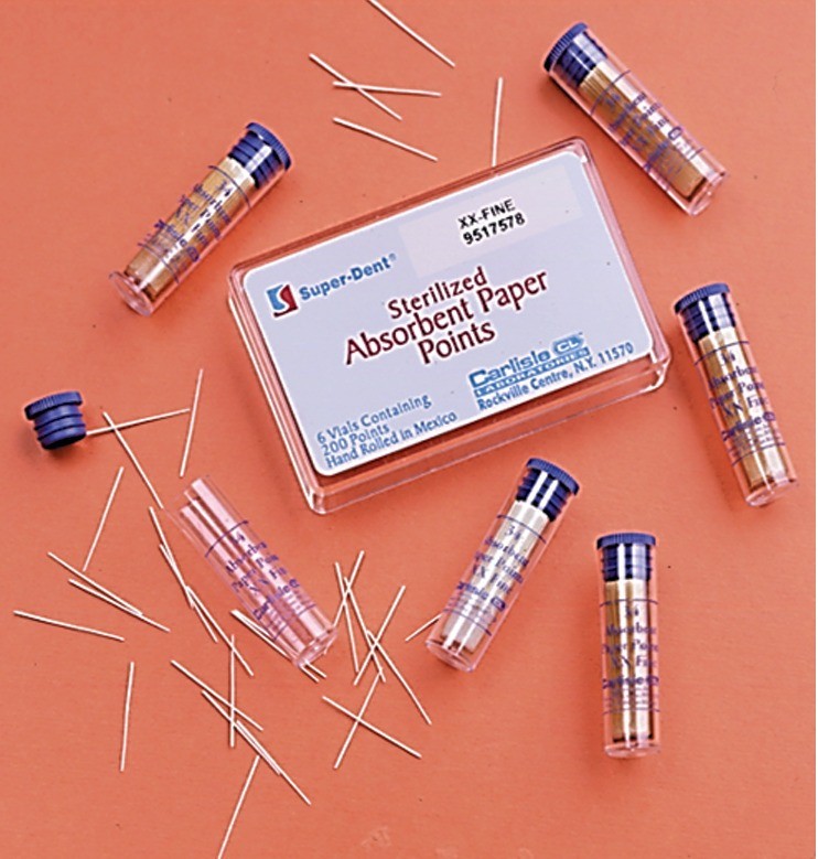 Absorbent Paper Points Color Coded, Vials, 45-80, 200/Pkg