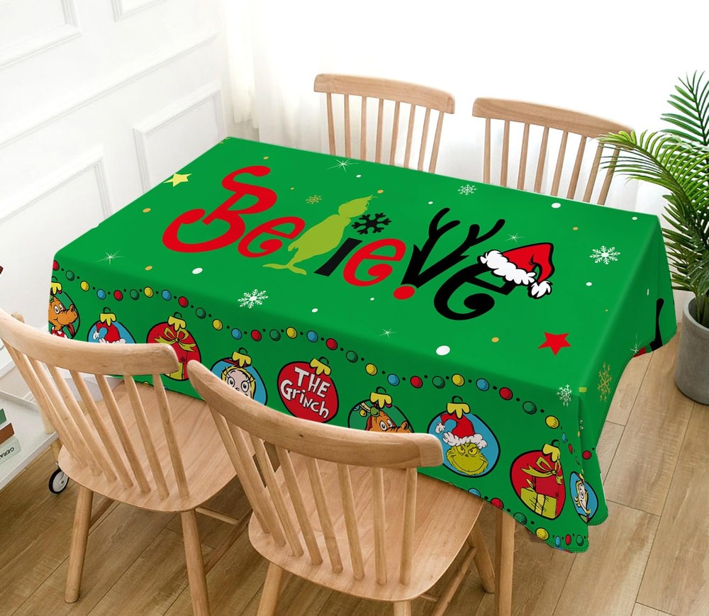 Hafangry Green Christmas Tablecloth 84" x 60" (Rectangular), Multi Color