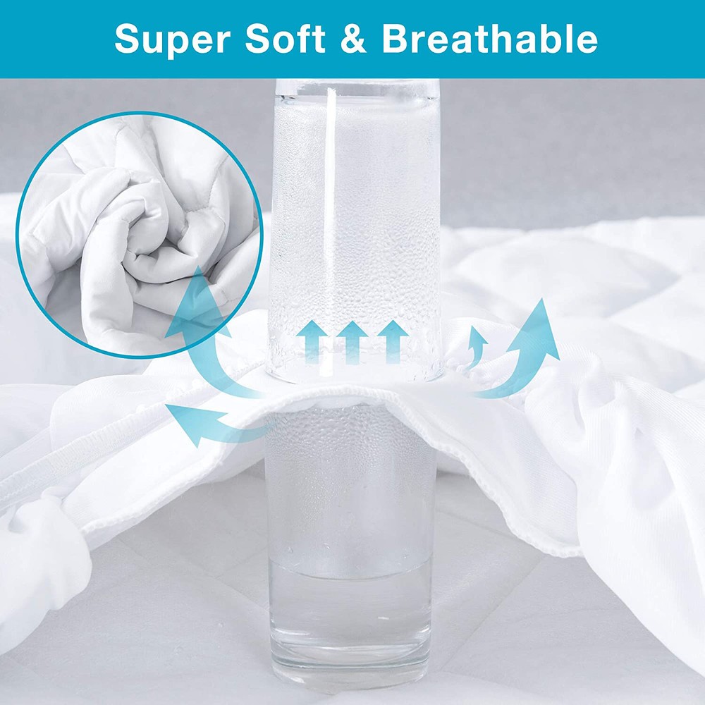 Deep Pocket Waterproof Mattress Protector Soft Microfiber Top Thicker Filling