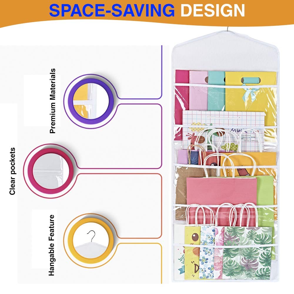 Hanging Double Sided Gift Bag Storage Organizer with Multiple Front and Back ...