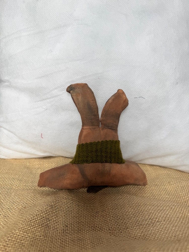 Handmade Primitive Brown Bunny, Wool Scarf, Easter Decor, Hostess Gift